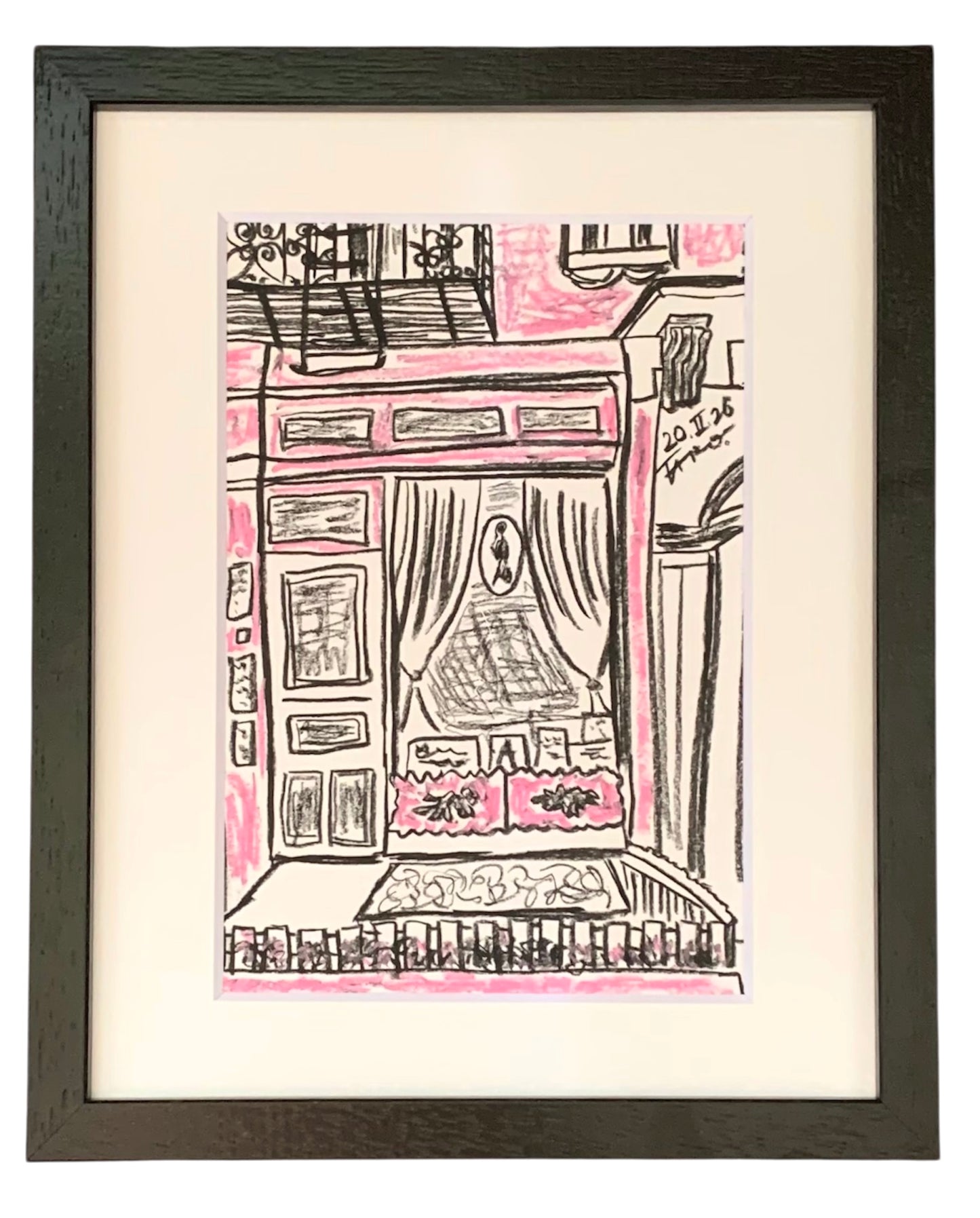Drawing Artwork "NYC Street Snap" Pencil and Oil Pastel