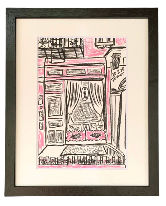 Drawing Artwork "NYC Street Snap" Pencil and Oil Pastel
