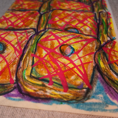 Drawing Oil Pastel, Acrylic on Paper "Crondy Pink"