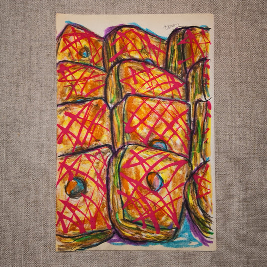 Drawing Oil Pastel, Acrylic on Paper "Crondy Pink"