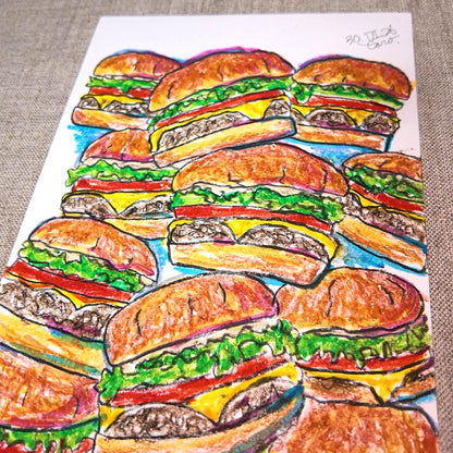 Drawing Oil Pastel on Paper "Infinity Burger (BM)"  Framed