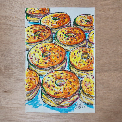 Drawing Oil Pastel on Paper "Yellow Raised"
