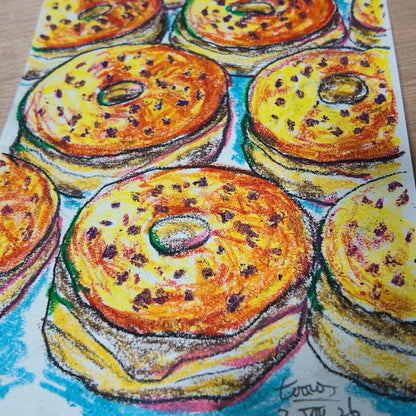 Drawing Oil Pastel on Paper "Yellow Raised"