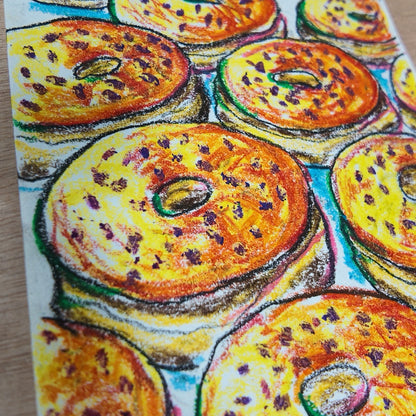 Drawing Oil Pastel on Paper "Yellow Raised"
