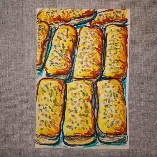 Drawing Oil Pastel on Paper "Donut Bar Yellow"