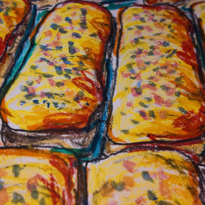 Drawing Oil Pastel on Paper "Donut Bar Yellow"