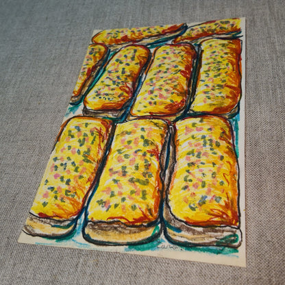 Drawing Oil Pastel on Paper "Donut Bar Yellow"