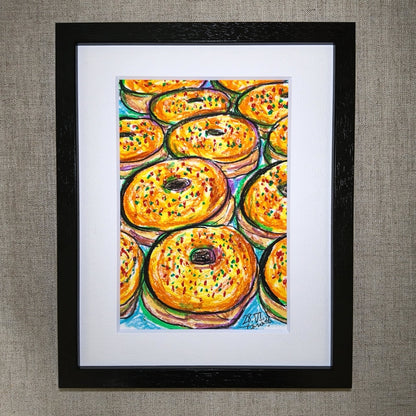 Drawing Oil Pastel on Paper "Infinity Donut (YR)"  Framed